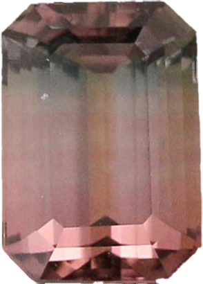 Bi-colour tourmaline, emerald cut, 2.79ct