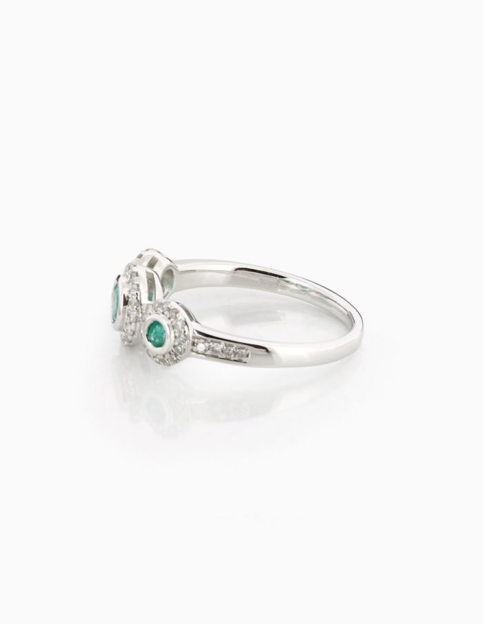 Emerald & Diamond Three Stone Ring