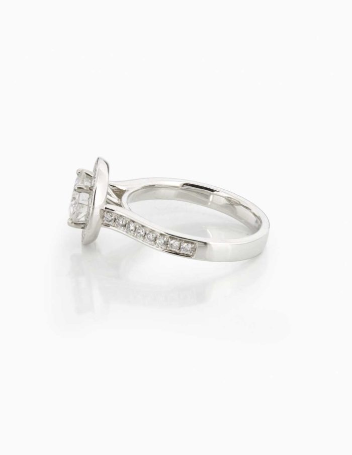 Platinum 1.00ct Round Diamond Platinum Halo Ring
