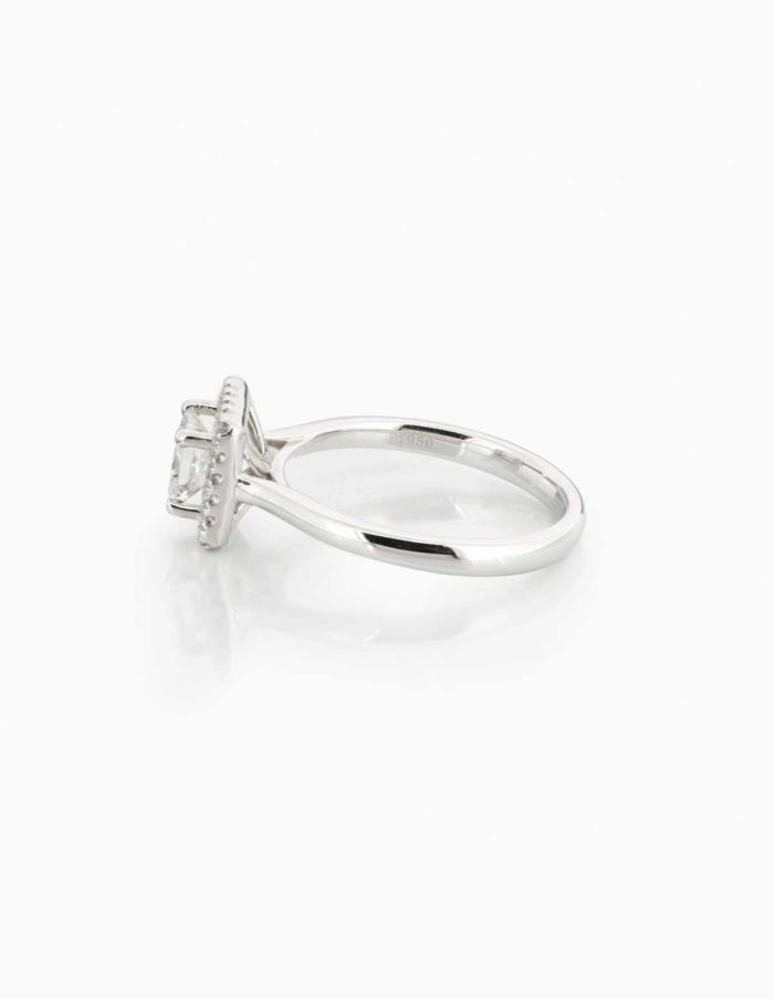 Platinum Princess Diamond Halo Ring