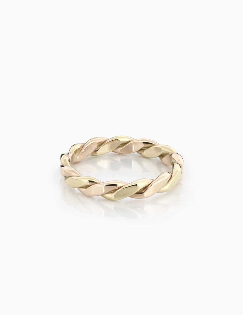 9ct yellow and rose gold wedding ring with a twisted rope design