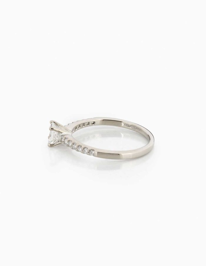 18ct Princess Solitaire Ring with Diamond Shoulders
