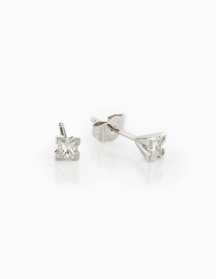 Platinum Princess Cut Diamond Earrings