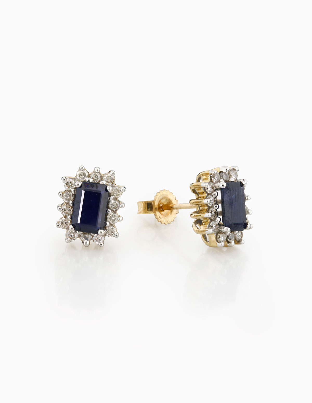 9ct Sapphire & Diamond Cluster Earrings - TheJewelleryWorkshop