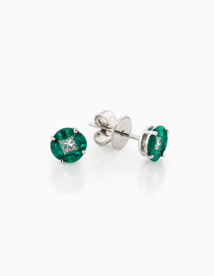 18ct Emerald & Diamond Earrings