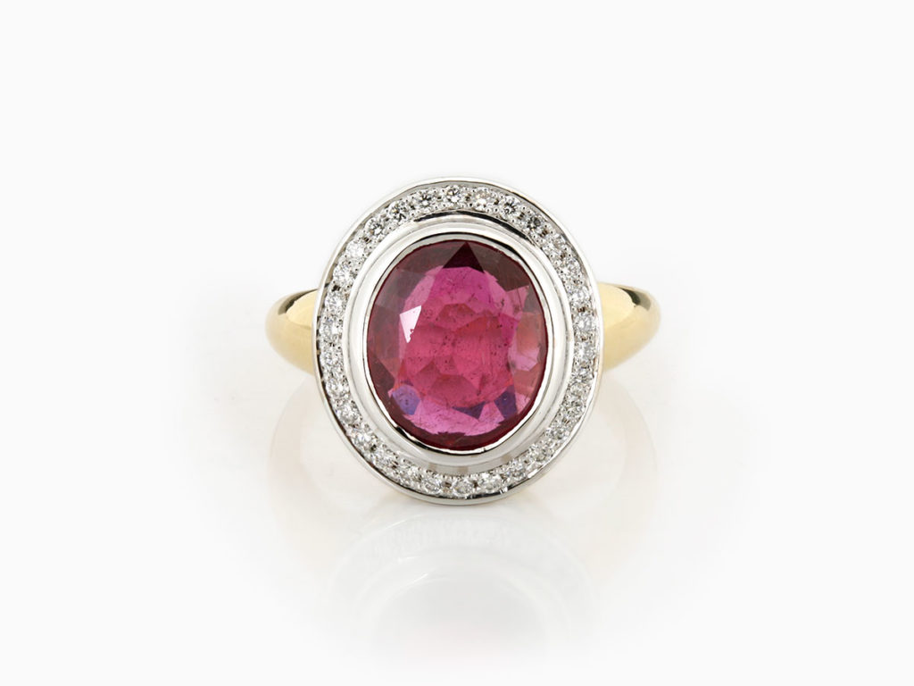 Ruby & Diamond Halo Ring