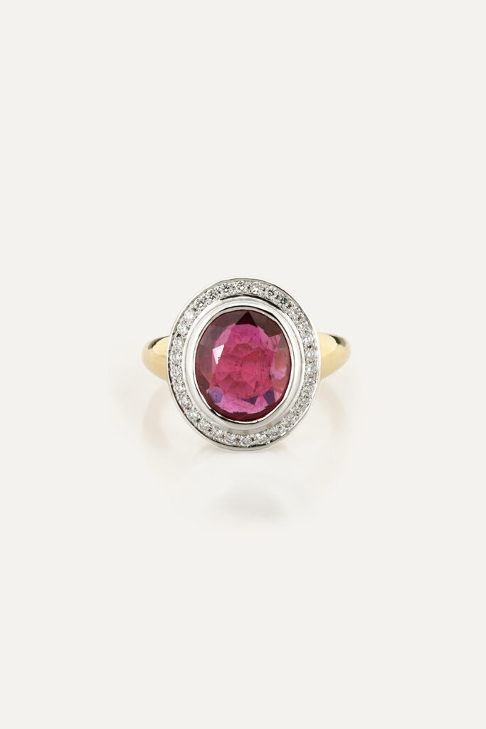 Ruby & Diamond Halo Ring