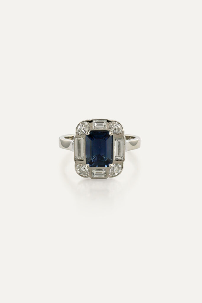 Sapphire & Diamond Halo Ring