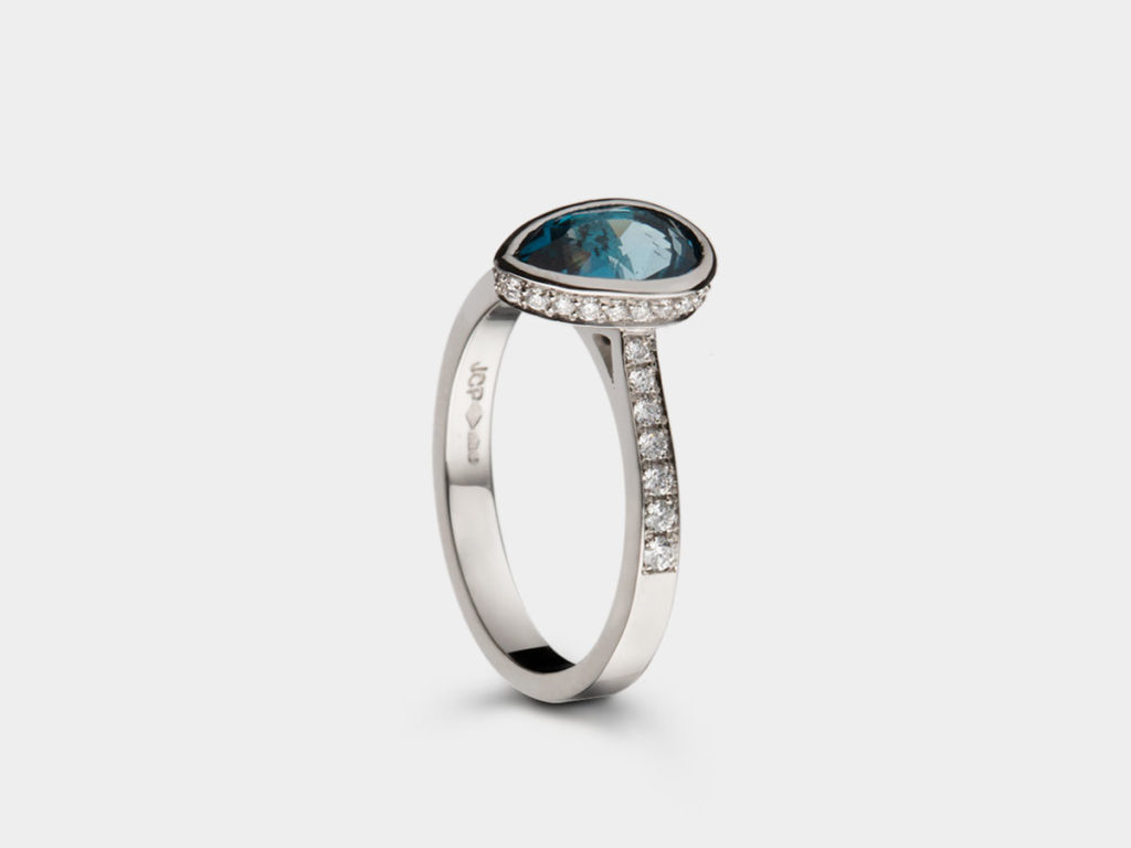 Platinum, Topaz & Diamond Ring