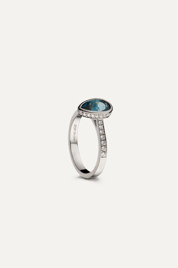 Platinum, Topaz & Diamond Ring