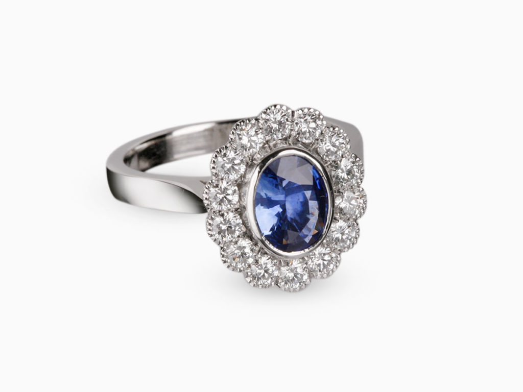 Sapphire & Diamond Cluster Ring