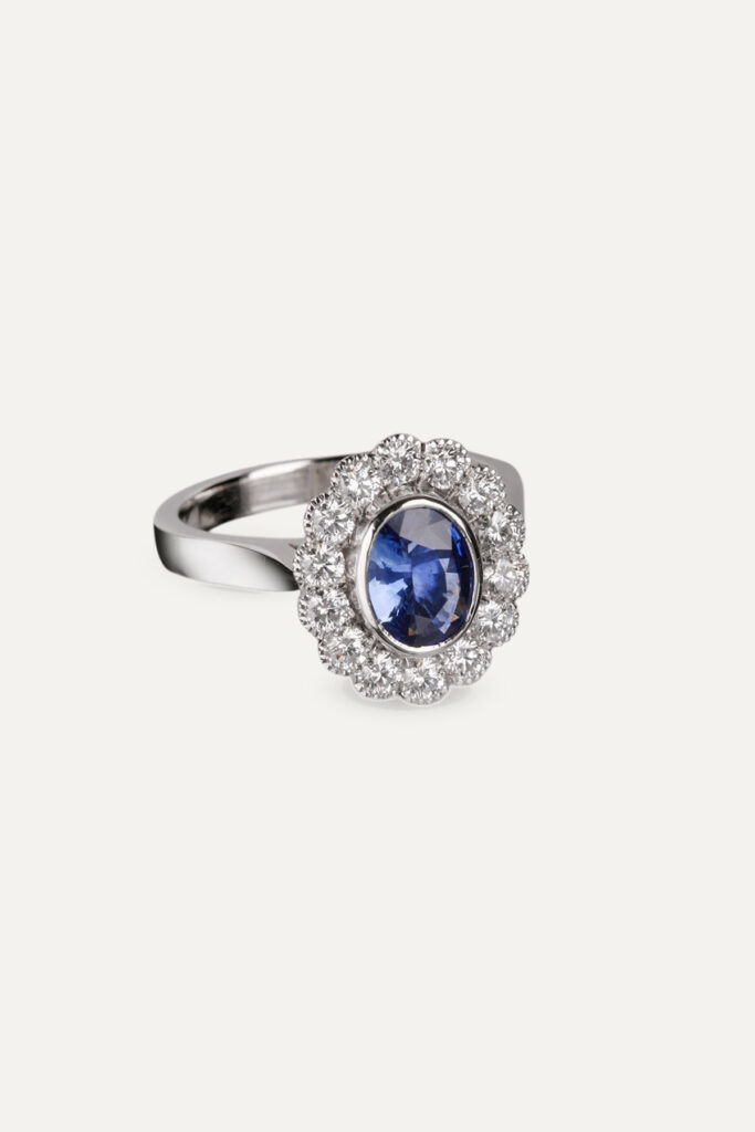 Sapphire & Diamond Cluster Ring