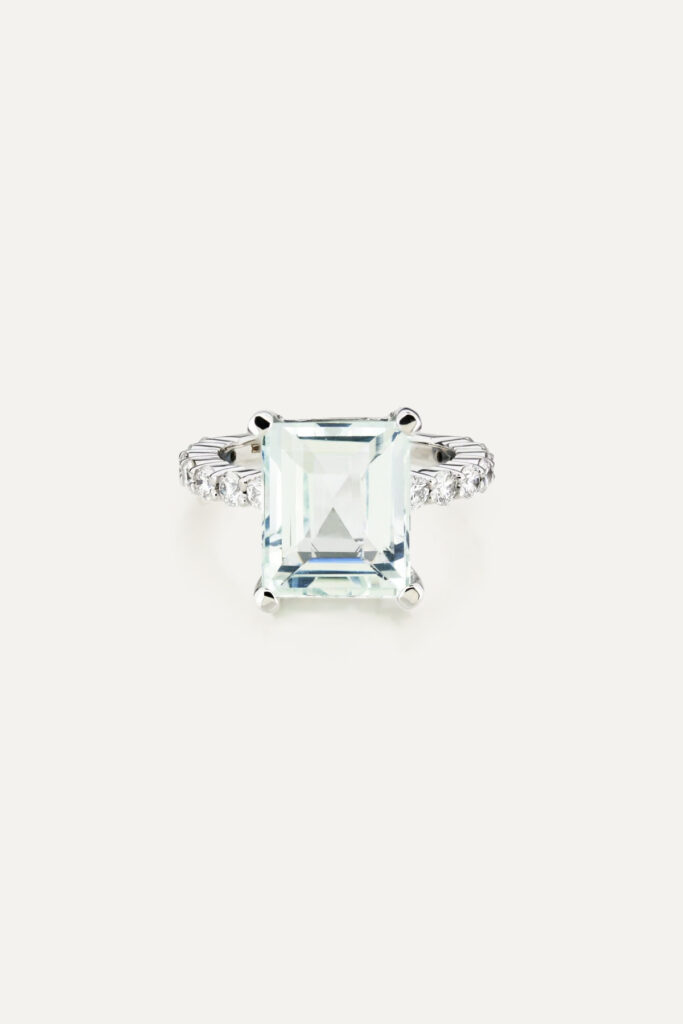 Aquamarine & Diamond Ring