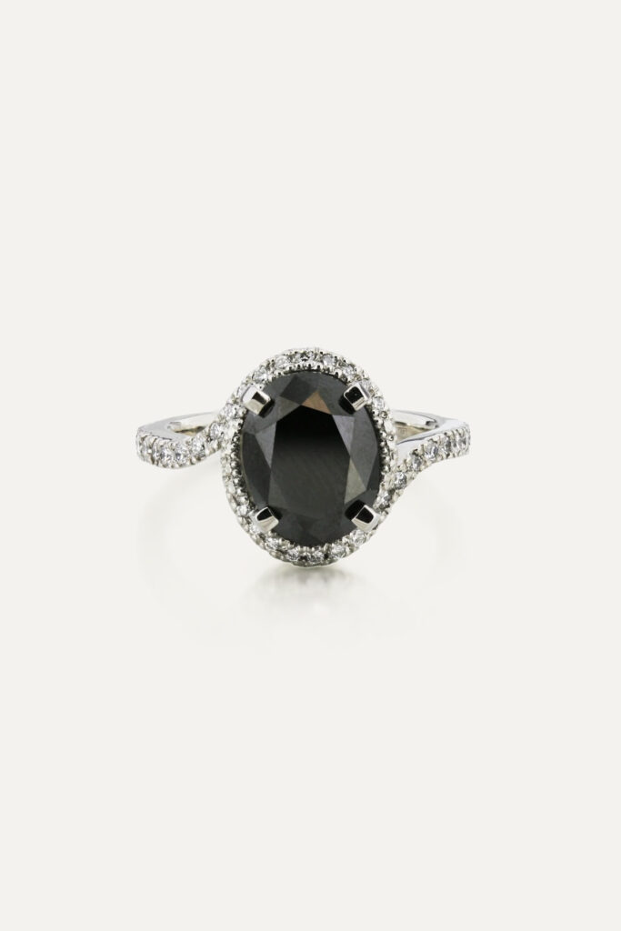 Black Diamond Halo Solitaire