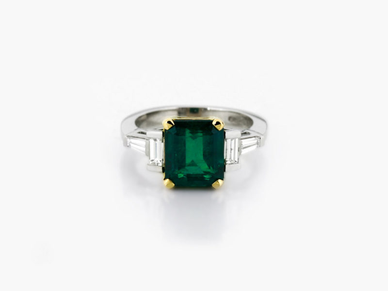 Emerald Diamond Deco Ring