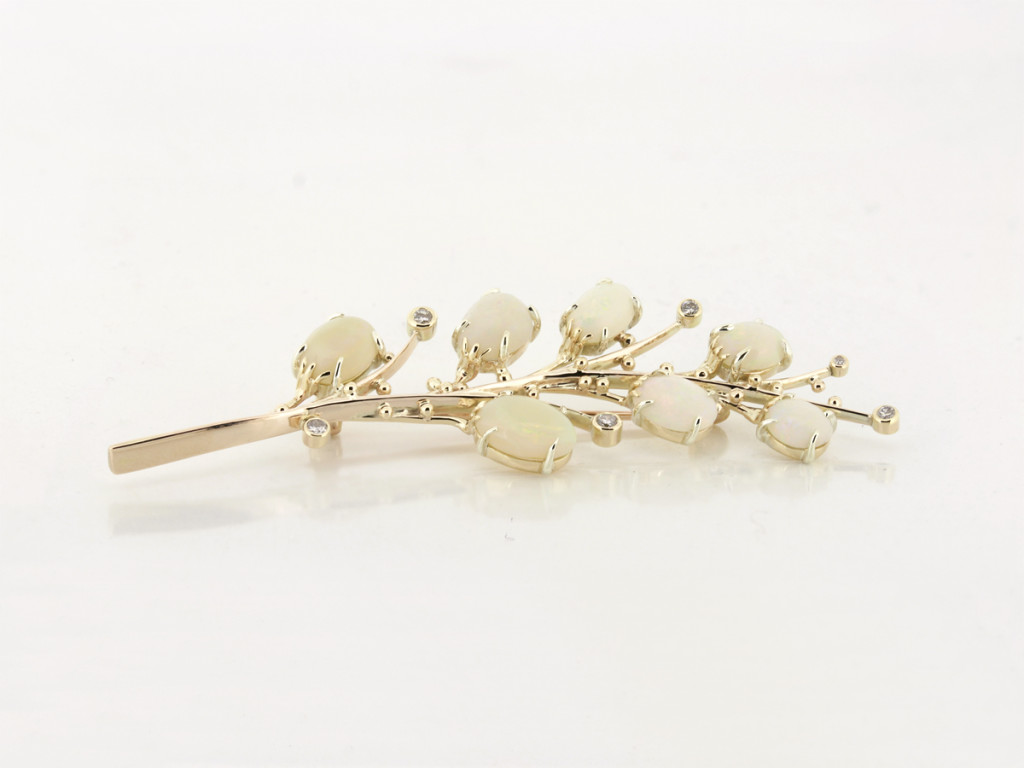 Opal & Diamond Brooch