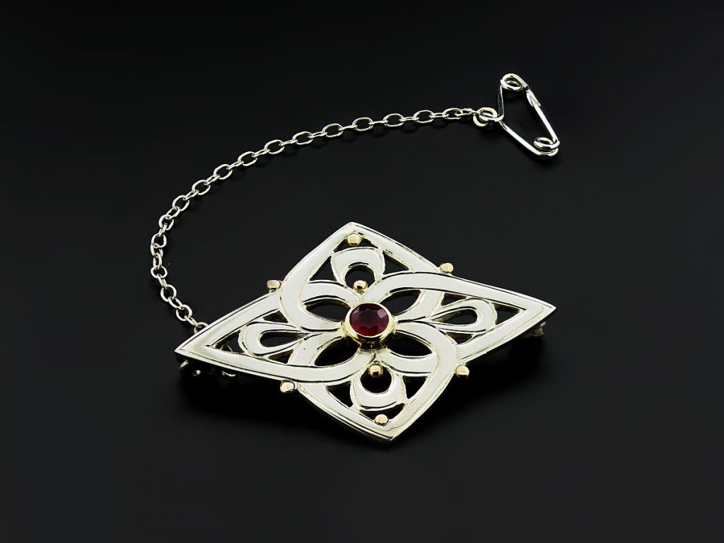 Silver & Ruby Brooch