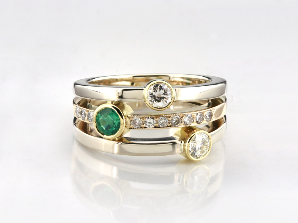 Emerald & Diamond Triple Band
