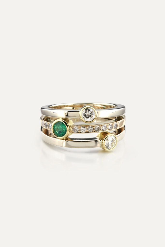 Emerald & Diamond Triple Band