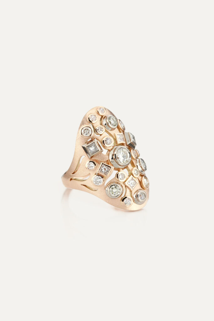 Rose Gold Diamond Shield Ring
