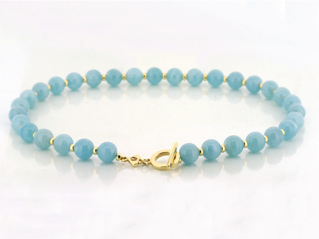 Aquamarine & Gold Bead String