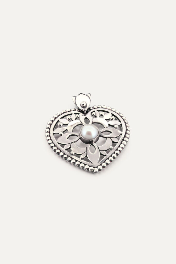 Silver & Pearl Heart Pendant