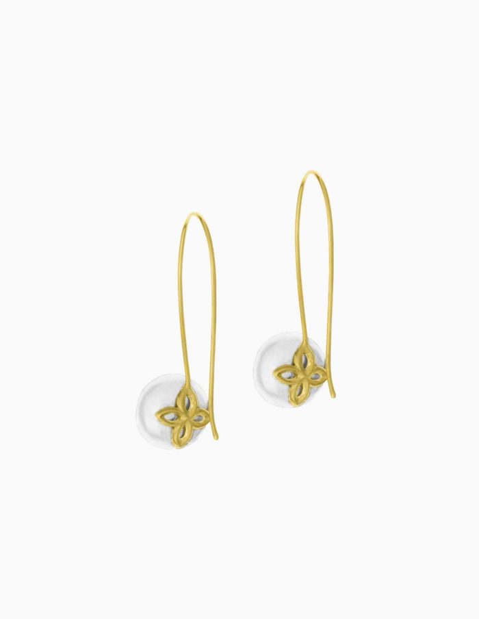 18ct Gold Vermeil White Freshwater Pearl Drop Earrings
