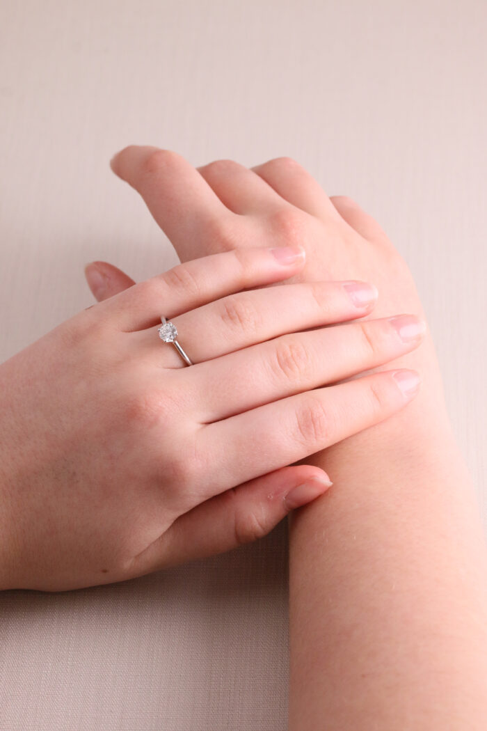 Platinum Diamond Solitaire with Diamond Detail