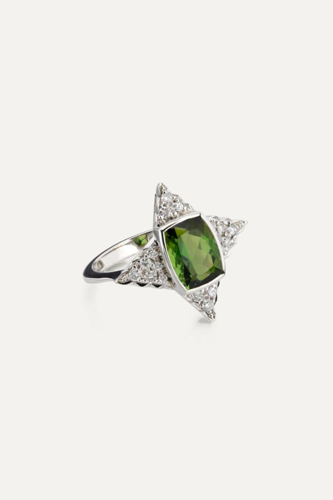 Tourmaline & Diamond Star Ring