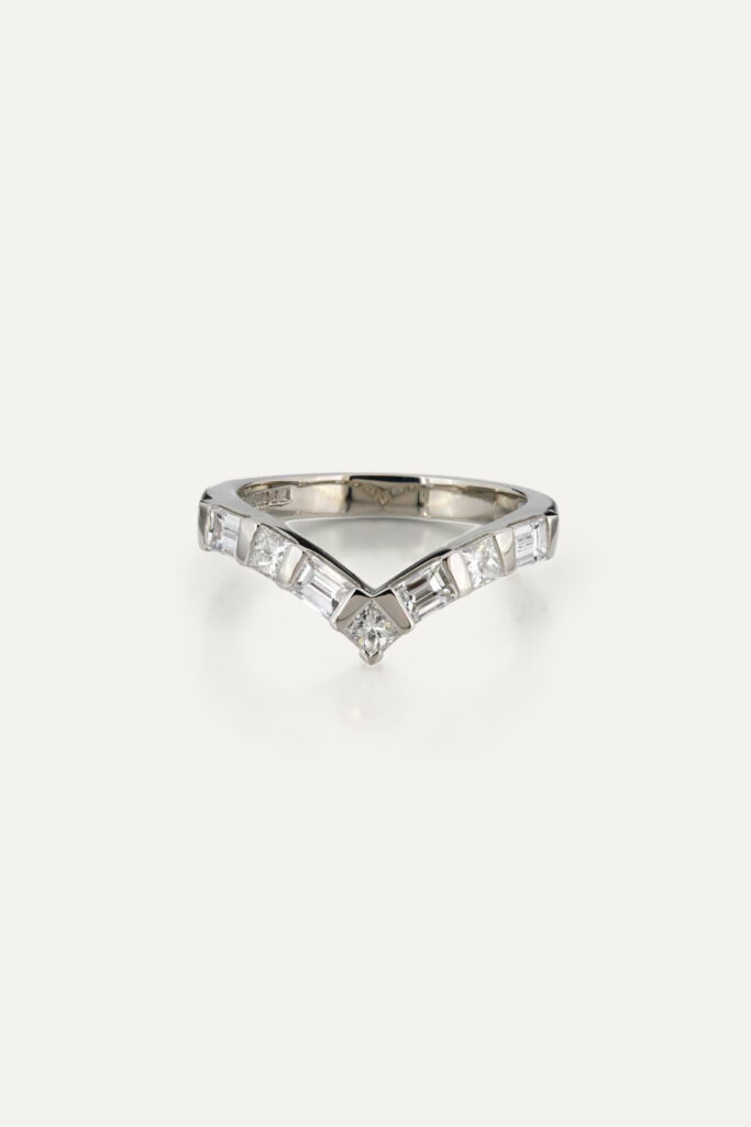 Palladium & Diamond Wishbone Ring