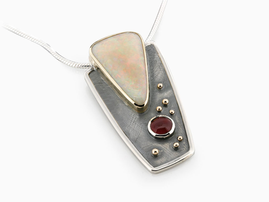 Opal & Garnet Artisan Pendant