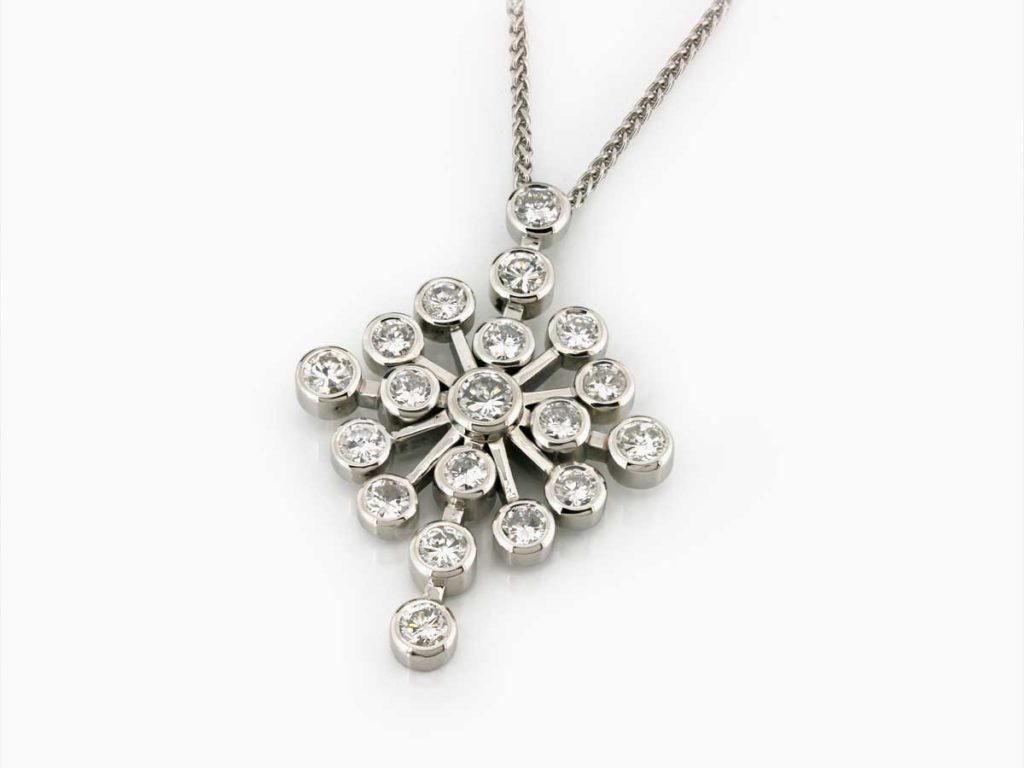 Platinum & Diamond Star Burst Pendant