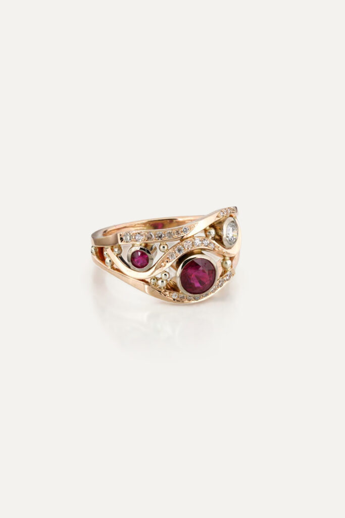 Ruby & Diamond Wave Ring