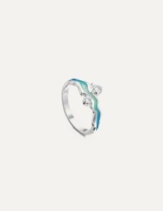 Silver River Ripples Meadow Enamel Ring