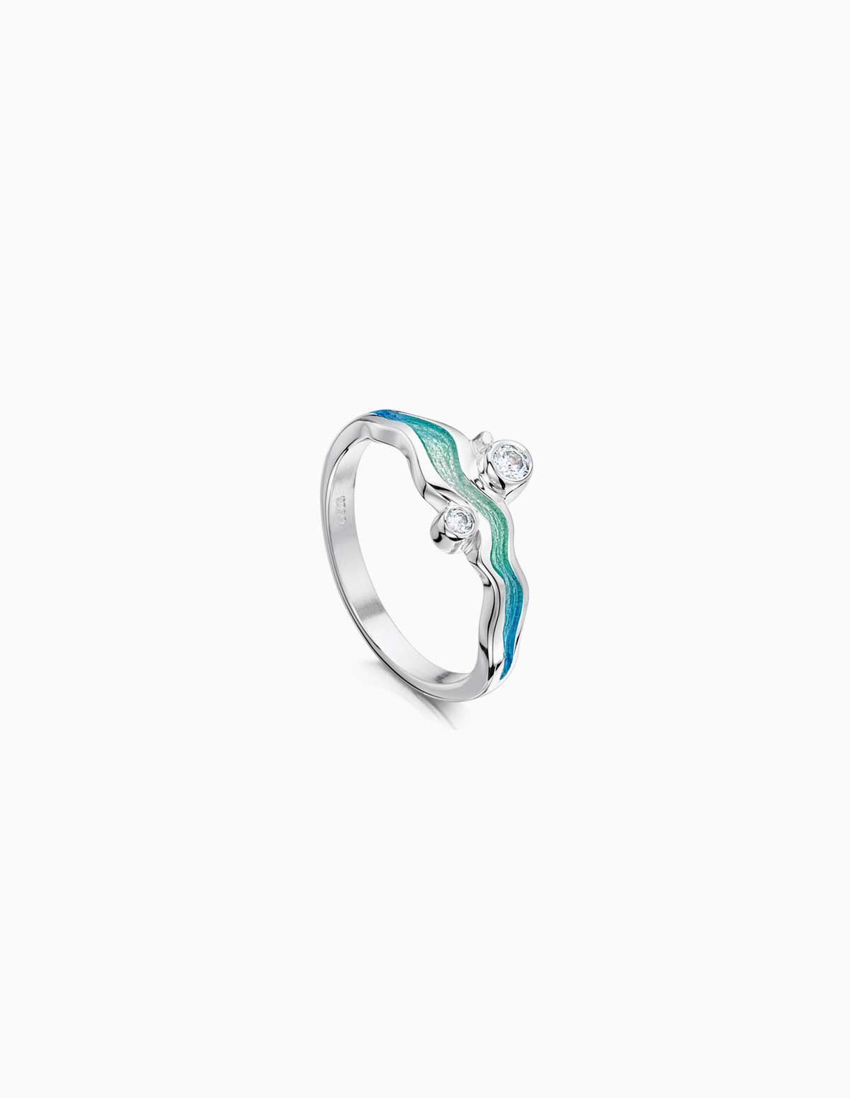 Enamel sales ring silver