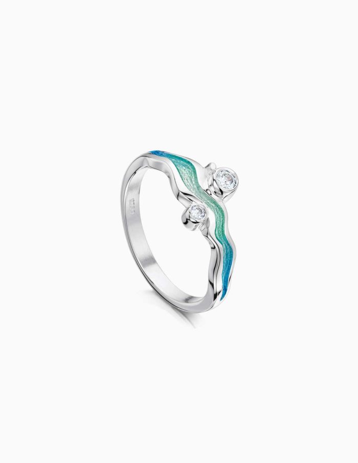Silver River Ripples Meadow Enamel Ring