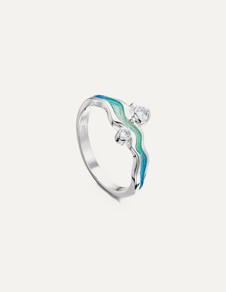 Silver River Ripples Meadow Enamel Ring