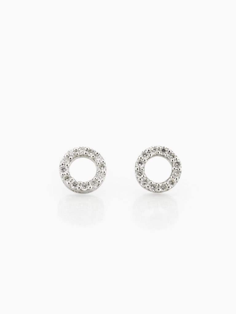 9ct White Gold Circle Diamond Studs