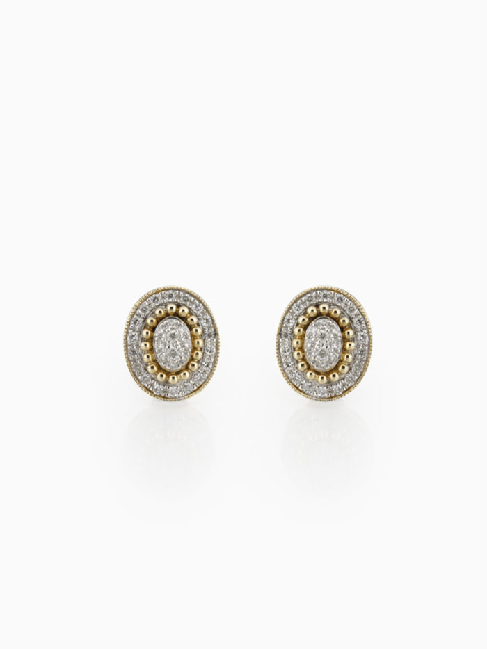 9ct Vintage Oval Diamond Earrings