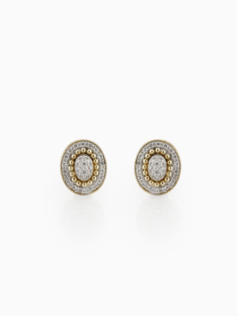 9ct Vintage Oval Diamond Earrings