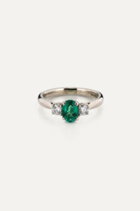 Emerald & Diamond Three Stone Ring