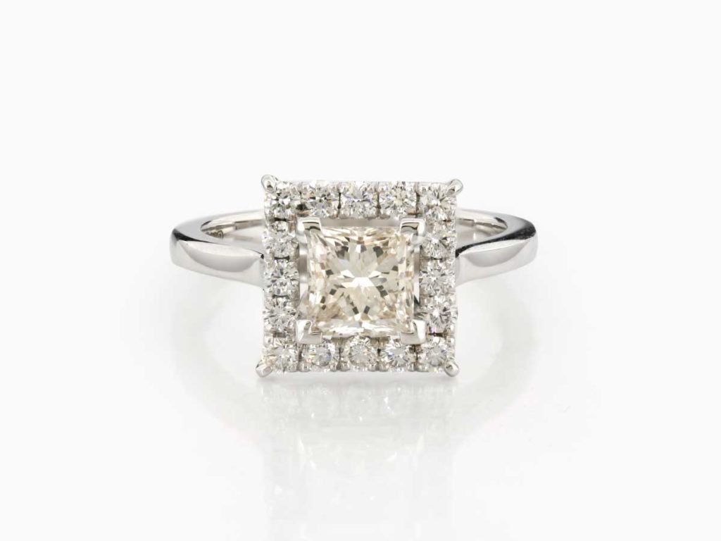 Princess Diamond Halo Ring