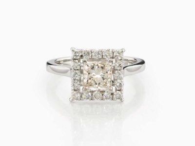 Princess diamond halo ring