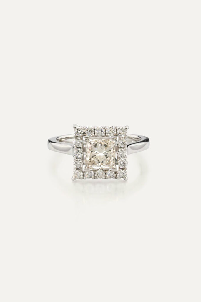 Princess Diamond Halo Ring