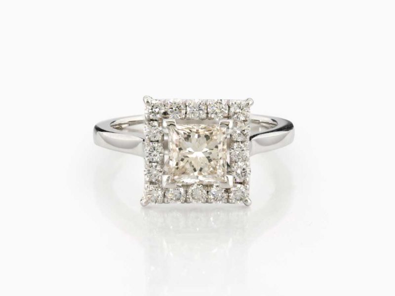 Princess diamond halo ring