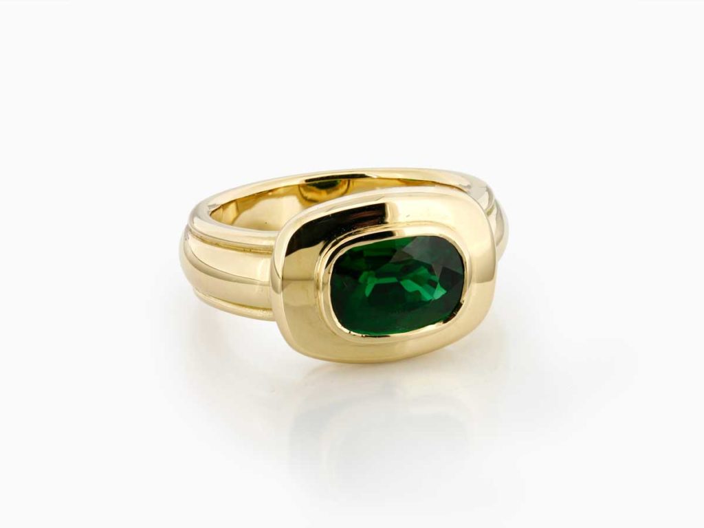 Chrome Tourmaline & Gold Ring