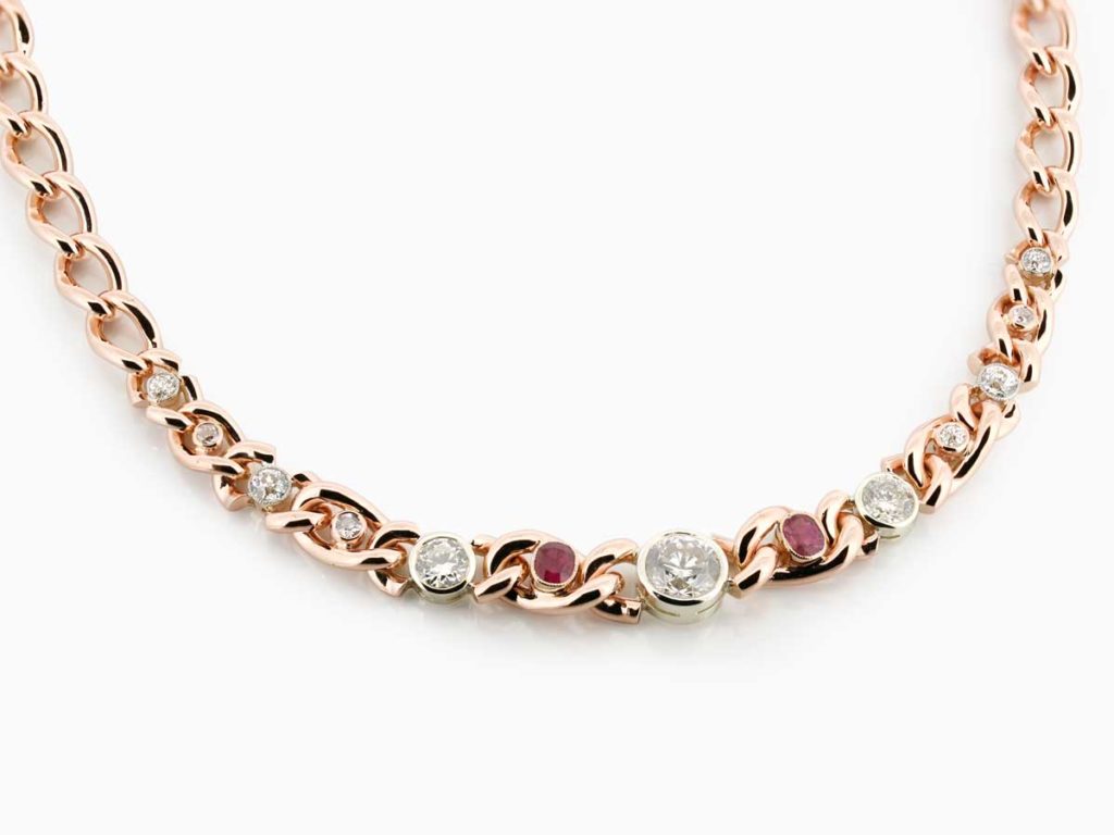 Diamond & Ruby Chain Necklace