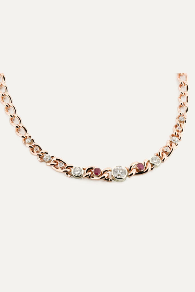 Diamond & Ruby Chain Necklace
