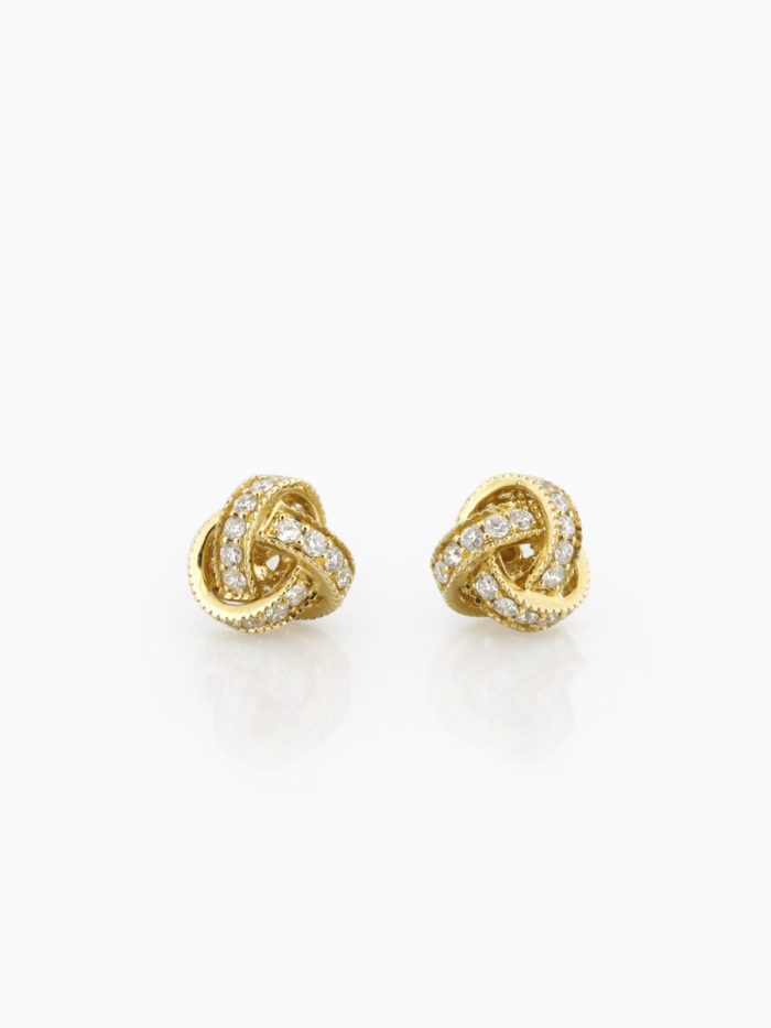 18ct Yellow Gold Diamond Knot Earrings