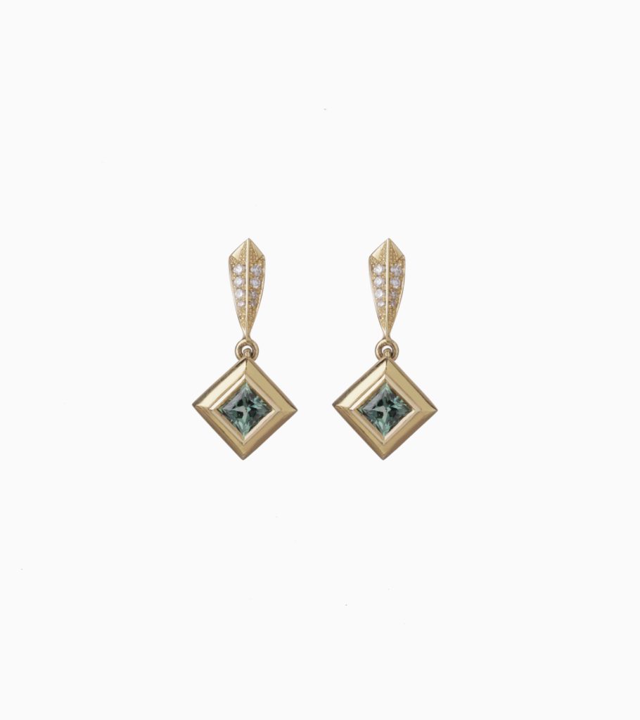 JCP Roma drop earrings sapphire 0.50ct and diamond 18ct yellow gold